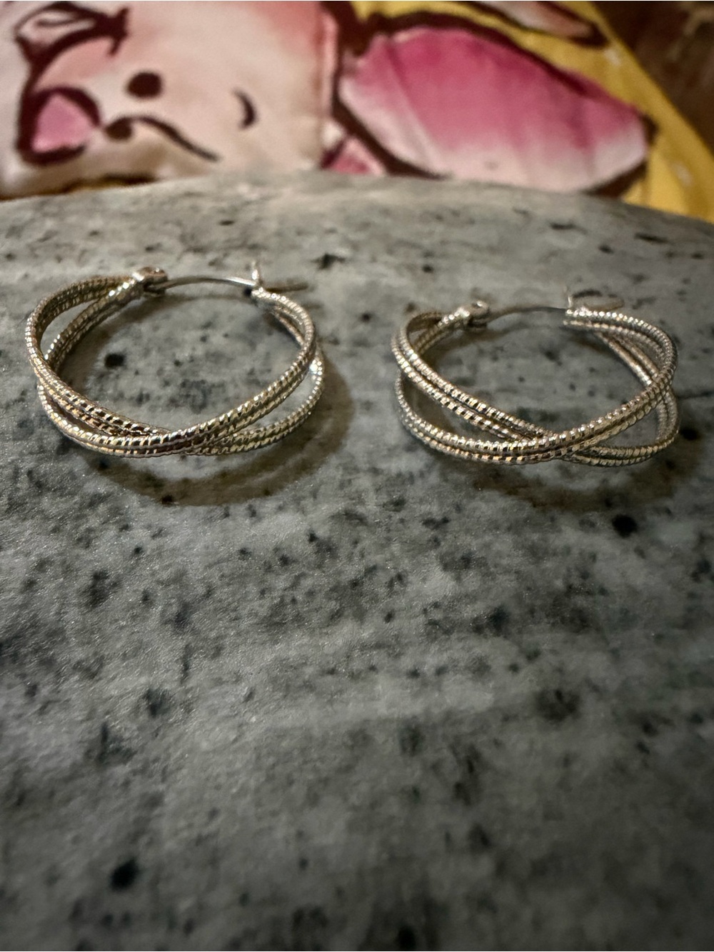 Silver Multi-Row Twist Hoop Earrings - Silver